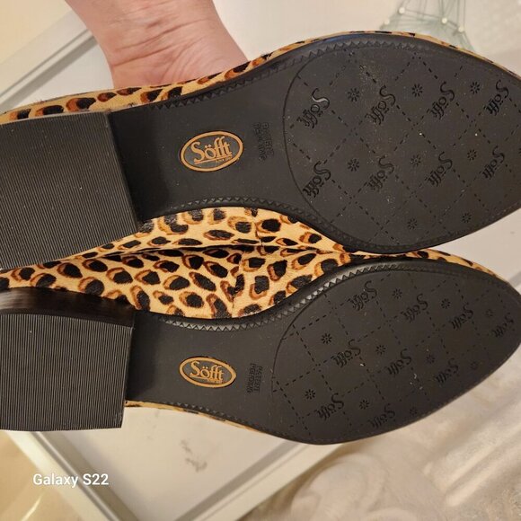 Sofft calf hair block heel leopard print Belicia pumps. NIB. Size 8 Wide - Picture 8 of 11